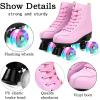 Comeon Roller Skates for Women PU Leather Roller Skates High-Top Leather for Beginners Teens for Woman,Girls and Boys,Adult(Pink Flash)
