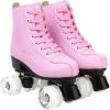 Comeon Roller Skates for Women PU Leather Roller Skates High-Top Leather for Beginners Teens for Woman,Girls and Boys,Adult(Pink Flash)