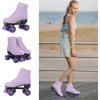 Comeon Roller Skates for Women PU Leather Roller Skates High-Top Leather for Beginners Teens for Woman,Girls and Boys,Adult(Purple Flashing Wheel)