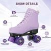 Comeon Roller Skates for Women PU Leather Roller Skates High-Top Leather for Beginners Teens for Woman,Girls and Boys,Adult(Purple Flashing Wheel)