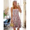 Comeon Women Off Shoulder Strapless Sleeveless Tube Top Dress Floral Summer Beach Coverup Flowy Midi Dress(Dark Red With Flowers Printed)