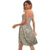 Comeon Women Off Shoulder Strapless Sleeveless Tube Top Dress Floral Summer Beach Coverup Flowy Midi Dress(Leopard)
