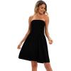 Comeon Women Off Shoulder Strapless Sleeveless Tube Top Dress Floral Summer Beach Coverup Flowy Midi Dress(Solid Black)