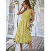 Comeon Women One Shoulder Dress Sleeveless Casual Summer Floral Boho Smocked Tube Ruffled Midi Sundress