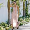 Comeon Women Summer Floral Spaghetti Strap Wrap V Neck Boho Split Long Beach Flowy Maxi Dresses