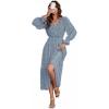 Comeon Womens Boho Floral Dress Long Sleeve Wrap Vneck Ruffle A-Line Flowy Casual Spring Fall Maxi Dresses