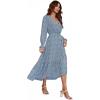 Comeon Womens Boho Floral Dress Long Sleeve Wrap Vneck Ruffle A-Line Flowy Casual Spring Fall Maxi Dresses