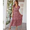 Comeon Womens Casual Dresses Summer Floral Wrap Vneck Short Ruffle Cap Sleeve Midi Beach Sundress with Belt