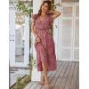 Comeon Womens Casual Dresses Summer Floral Wrap Vneck Short Ruffle Cap Sleeve Midi Beach Sundress with Belt