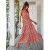 Women’s Casual Backless Loose Ruffle Sundress Halter Neck Sleeveless Floral Long Maxi Dress with Belt