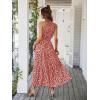 Women’s Casual Backless Loose Ruffle Sundress Halter Neck Sleeveless Floral Long Maxi Dress with Belt