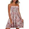 Comeon Women Off Shoulder Strapless Sleeveless Tube Top Dress Floral Summer Beach Coverup Flowy Midi Dress(Dark Red With Flowers Printed)