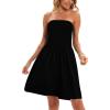 Comeon Women Off Shoulder Strapless Sleeveless Tube Top Dress Floral Summer Beach Coverup Flowy Midi Dress(Solid Black)