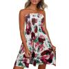 Comeon Women Off Shoulder Strapless Sleeveless Tube Top Dress Floral Summer Beach Coverup Flowy Midi Dress(White With Rose Printed)
