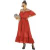 Womens Casual Off Shoulder Dress V Neck Ruffle Sleeve Summer Fall Maxi Long Dresses