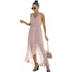 Comeon Women Summer Floral Spaghetti Strap Wrap V Neck Boho Split Long Beach Flowy Maxi Dresses