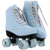 Comeon Roller Skates for Women PU Leather Roller Skates High-Top Leather for Beginners Teens for Woman,Girls and Boys,Adult(Light Blue Flash)