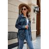 Comeon Women Corduroy Shacket Jacket Casual Long Sleeve Lapel Button Down Leopard Printed Fall Blouse Outwear Coat