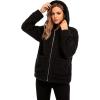 Comeon Womens Casual Coat Lapel Fleece Fuzzy Faux Shearling Zipper Hooded Warm Winter Oversized Jackets(Black)