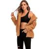 Comeon Womens Casual Coat Lapel Fleece Fuzzy Faux Shearling Zipper Hooded Warm Winter Oversized Jackets(Camel)