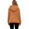 Comeon Womens Casual Coat Lapel Fleece Fuzzy Faux Shearling Zipper Hooded Warm Winter Oversized Jackets(Camel)