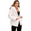 Comeon Womens Casual Coat Lapel Fleece Fuzzy Faux Shearling Zipper Hooded Warm Winter Oversized Jackets(White)
