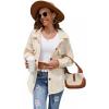 Comeon Womens Casual Long Sleeve Lapel Fleece Shacket Jacket Button Down Sherpa Fuzzy Fall Winter Outwear Coat