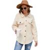 Comeon Womens Casual Long Sleeve Lapel Fleece Shacket Jacket Button Down Sherpa Fuzzy Fall Winter Outwear Coat