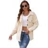 Comeon Womens Casual Long Sleeve Lapel Fleece Shacket Jacket Button Down Sherpa Fuzzy Fall Winter Outwear Coat