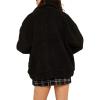 Comeon Women’s Coat Casual Lapel Fleece Fuzzy Faux Shearling Zipper Coats Warm Winter Oversized Outwear Jackets(Black)