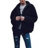 Comeon Women’s Coat Casual Lapel Fleece Fuzzy Faux Shearling Zipper Coats Warm Winter Oversized Outwear Jackets(Black)