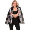 Comeon Women’s Coat Casual Lapel Fleece Fuzzy Faux Shearling Zipper Coats Warm Winter Oversized Outwear Jackets(Black Plaid)