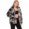 Comeon Women’s Coat Casual Lapel Fleece Fuzzy Faux Shearling Zipper Coats Warm Winter Oversized Outwear Jackets(Black Plaid)