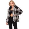 Comeon Women’s Coat Casual Lapel Fleece Fuzzy Faux Shearling Zipper Coats Warm Winter Oversized Outwear Jackets(Black Plaid)