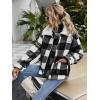 Comeon Women’s Coat Casual Lapel Fleece Fuzzy Faux Shearling Zipper Coats Warm Winter Oversized Outwear Jackets(Black White Plaid)