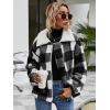 Comeon Women’s Coat Casual Lapel Fleece Fuzzy Faux Shearling Zipper Coats Warm Winter Oversized Outwear Jackets(Black White Plaid)
