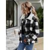 Comeon Women’s Coat Casual Lapel Fleece Fuzzy Faux Shearling Zipper Coats Warm Winter Oversized Outwear Jackets(Black White Plaid)
