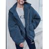 Comeon Women’s Coat Casual Lapel Fleece Fuzzy Faux Shearling Zipper Coats Warm Winter Oversized Outwear Jackets(Blue)