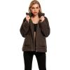 Comeon Women’s Coat Casual Lapel Fleece Fuzzy Faux Shearling Zipper Coats Warm Winter Oversized Outwear Jackets(Brown)