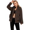 Comeon Women’s Coat Casual Lapel Fleece Fuzzy Faux Shearling Zipper Coats Warm Winter Oversized Outwear Jackets(Brown)
