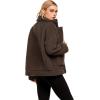 Comeon Women’s Coat Casual Lapel Fleece Fuzzy Faux Shearling Zipper Coats Warm Winter Oversized Outwear Jackets(Brown)