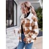 Comeon Women’s Coat Casual Lapel Fleece Fuzzy Faux Shearling Zipper Coats Warm Winter Oversized Outwear Jackets(Brown Curry Grid)