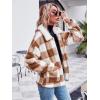 Comeon Women’s Coat Casual Lapel Fleece Fuzzy Faux Shearling Zipper Coats Warm Winter Oversized Outwear Jackets(Brown Curry Grid)