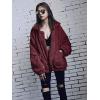 Comeon Women’s Coat Casual Lapel Fleece Fuzzy Faux Shearling Zipper Coats Warm Winter Oversized Outwear Jackets(Burgundy)