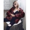 Comeon Women’s Coat Casual Lapel Fleece Fuzzy Faux Shearling Zipper Coats Warm Winter Oversized Outwear Jackets(Burgundy)