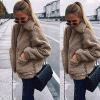 Comeon Women’s Coat Casual Lapel Fleece Fuzzy Faux Shearling Zipper Coats Warm Winter Oversized Outwear Jackets(Camel)