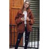 Comeon Women’s Coat Casual Lapel Fleece Fuzzy Faux Shearling Zipper Coats Warm Winter Oversized Outwear Jackets(Dark Brown)