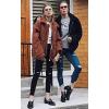 Comeon Women’s Coat Casual Lapel Fleece Fuzzy Faux Shearling Zipper Coats Warm Winter Oversized Outwear Jackets(Dark Brown)