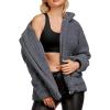 Comeon Women’s Coat Casual Lapel Fleece Fuzzy Faux Shearling Zipper Coats Warm Winter Oversized Outwear Jackets(Gray)