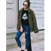 Comeon Women’s Coat Casual Lapel Fleece Fuzzy Faux Shearling Zipper Coats Warm Winter Oversized Outwear Jackets(Green)